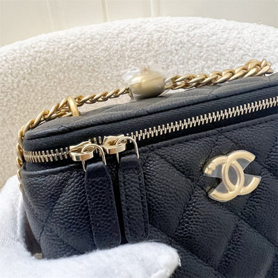 Chanel 23P Heart Adjustable Chain Vanity in Black Caviar AGHW