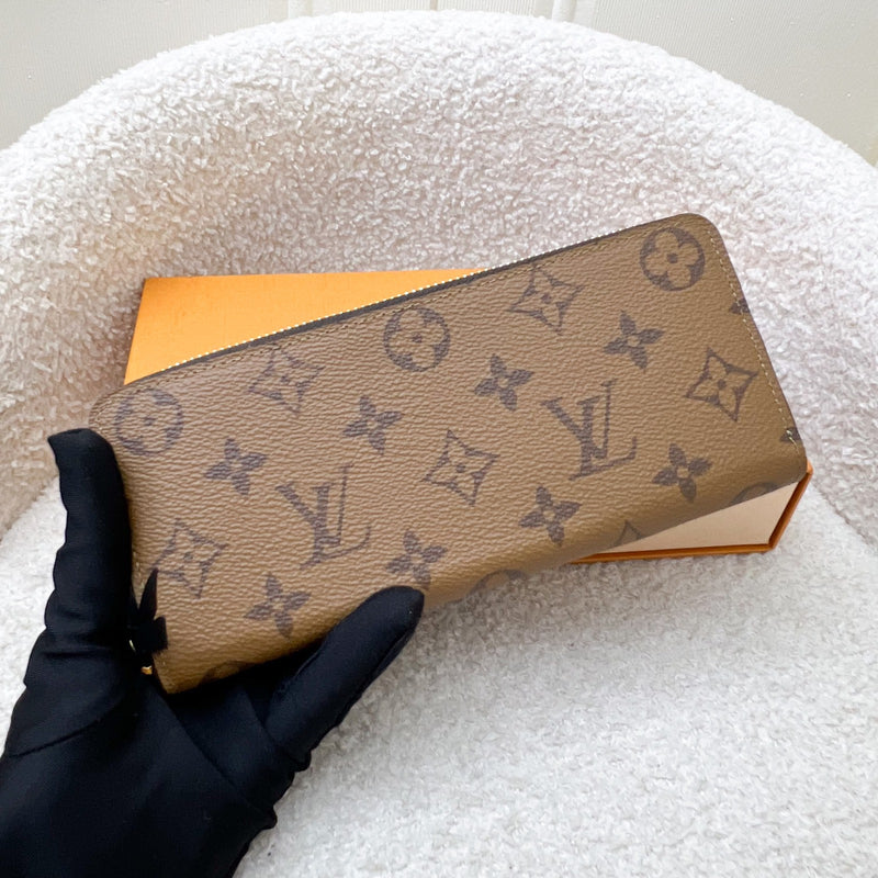 LV Clemence Zippy Long Wallet in Reverse Monogram Canvas and GHW