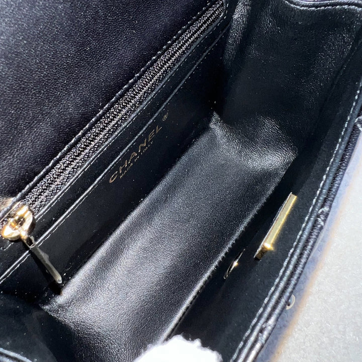 Chanel Classic Square Mini Flap in Black Lambskin and LGHW (Model