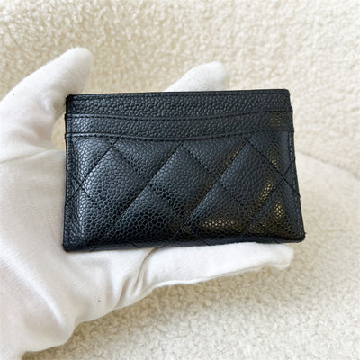 Chanel Classic Flat Card Holder in Black Caviar SHW