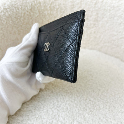 Chanel Classic Flat Card Holder in Black Caviar SHW