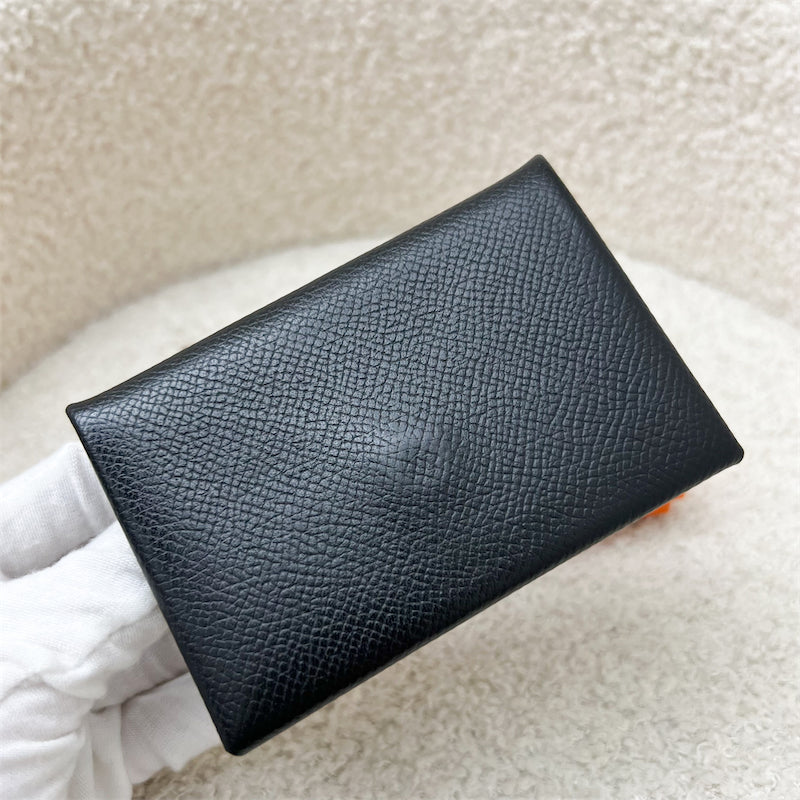 Hermes Calvi Card Holder in Noir Black Epsom Leather