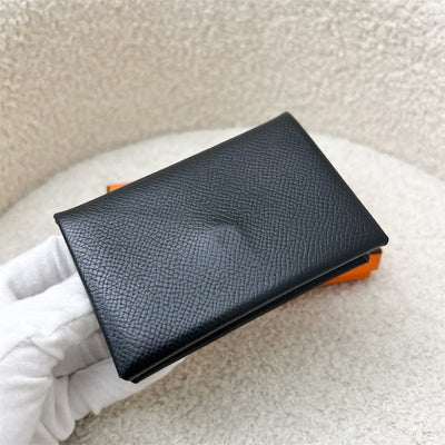 Hermes Calvi Card Holder in Noir Black Epsom Leather