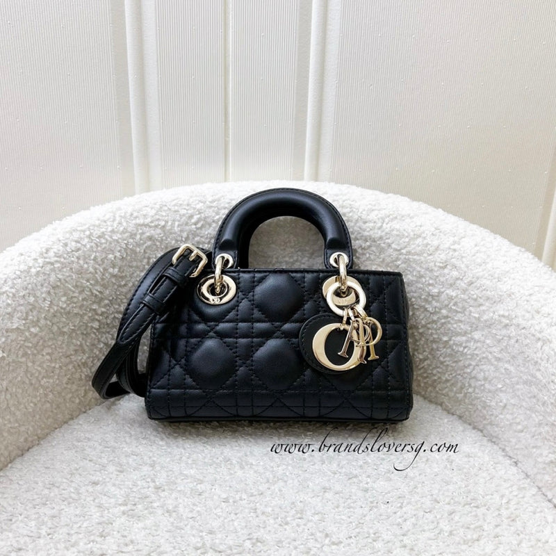 Dior Micro Lady D-Joy Bag in Black Cannage Lambskin and LGHW (Model: S0910ONGE)