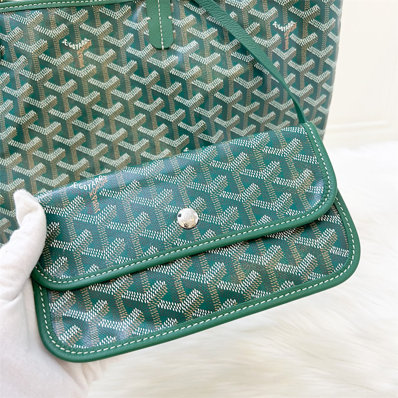 Goyard Saint Louis PM Tote in Green Signature Goyardine Canvas