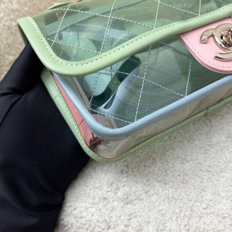 Chanel Coco Splash Mini Flap Bag in Blue and Green PVC, Pink Lambskin and SHW