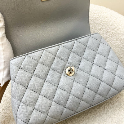 Chanel Small 24cm Coco Handle in 24P Light Grey Caviar and LGHW (A92990)