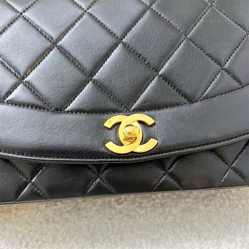 Chanel Medium Diana Flap in Black Lambskin and 24K GHW