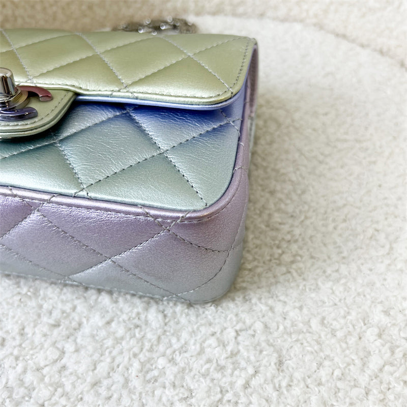 Chanel 21K Clutch with Chain in Iridescent Rainbow Calfskin, Ombre Turnlock and SHW