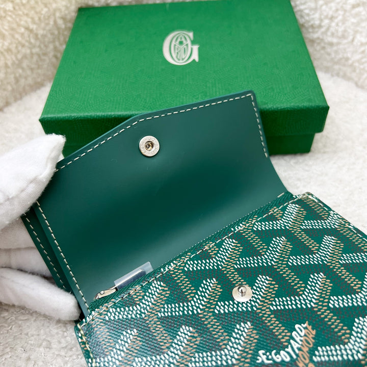 【美品】GOYARD SAINT GABRIEL PM WALLET GREEN Goyard Saint-Gabriel Compact Wallet in Green Goyardine Canvas and