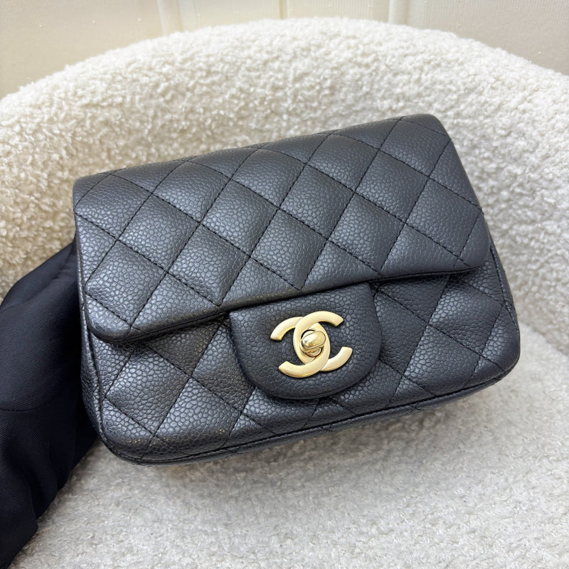 Chanel Classic Square Mini Flap in Black Caviar and Matte GHW