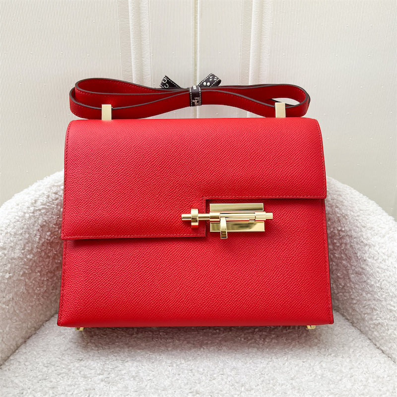 Hermes Verrou 21 in Rouge De Coeur Epsom Leather and GHW