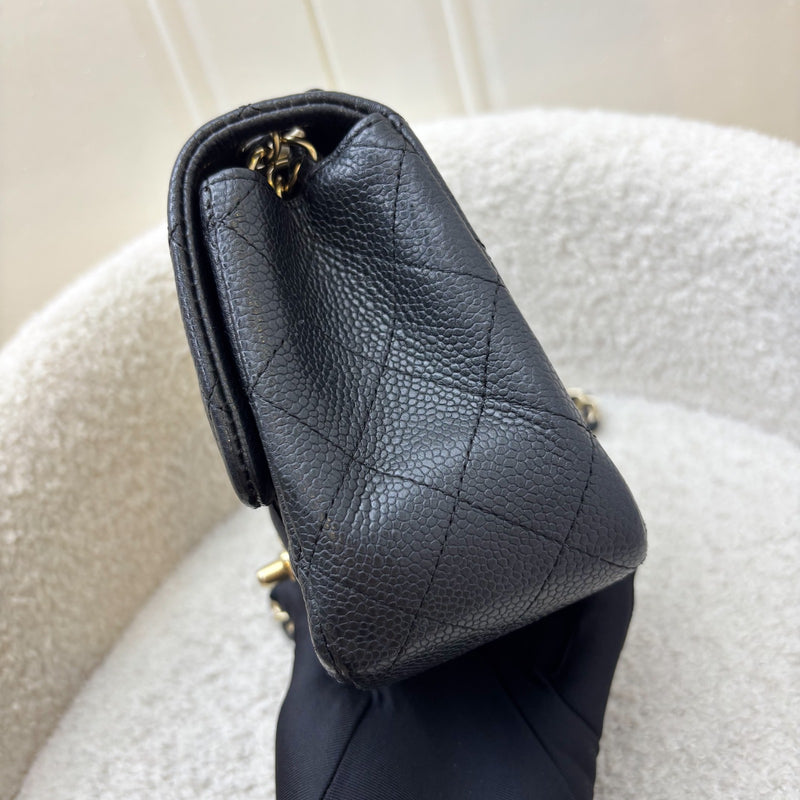 Chanel Classic Square Mini Flap in Black Caviar and Matte GHW