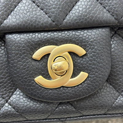 Chanel Classic Square Mini Flap in Black Caviar and Matte GHW