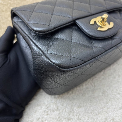 Chanel Classic Square Mini Flap in Black Caviar and Matte GHW