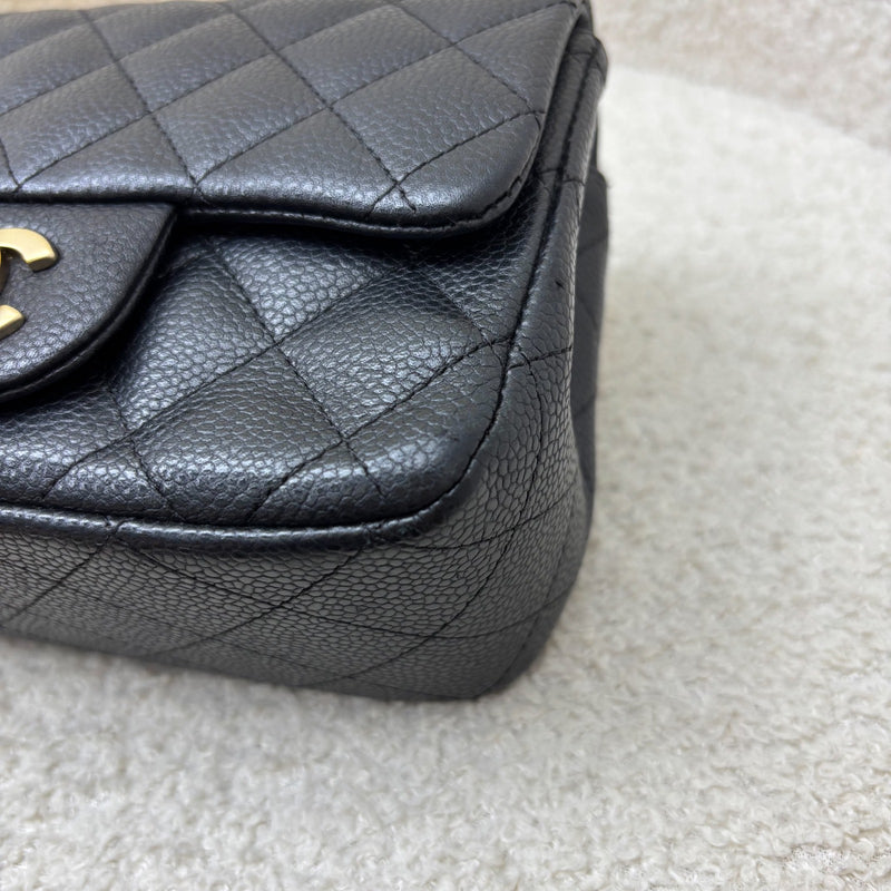 Chanel Classic Square Mini Flap in Black Caviar and Matte GHW