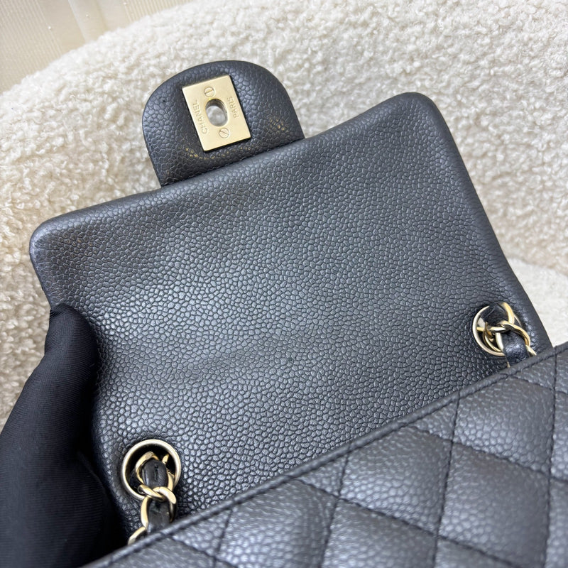 Chanel Classic Square Mini Flap in Black Caviar and Matte GHW