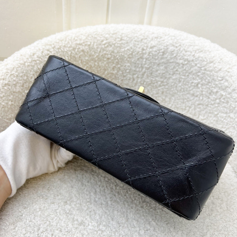 Chanel Classic 2.55 Reissue Mini Flap in Black Distressed Calfskin AGHW (Model: AS0874)