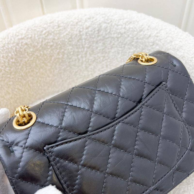 Chanel Classic 2.55 Reissue Mini Flap in Black Distressed Calfskin AGHW (Model: AS0874)