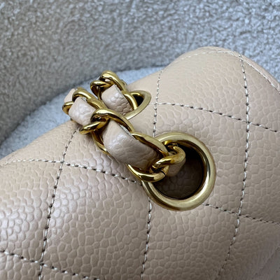 Chanel Medium Classic Flap CF in Beige Caviar and GHW (Model: A01112)