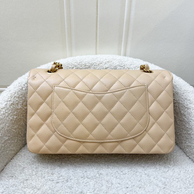 Chanel Medium Classic Flap CF in Beige Caviar and GHW (Model: A01112)
