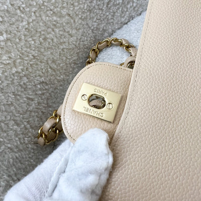 Chanel Medium Classic Flap CF in Beige Caviar and GHW (Model: A01112)