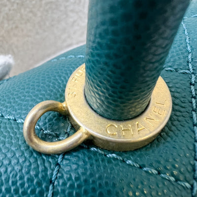 Chanel Small 24cm Coco Handle in 19P Teal Caviar and LGHW (Model: A92990)