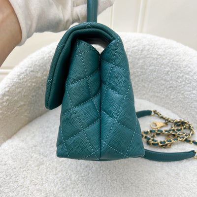 Chanel Small 24cm Coco Handle in 19P Teal Caviar and LGHW (Model: A92990)