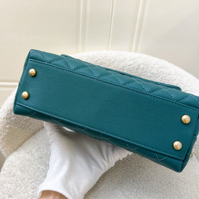 Chanel Small 24cm Coco Handle in 19P Teal Caviar and LGHW (Model: A92990)