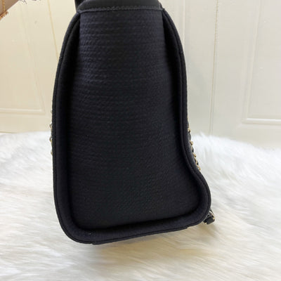 Chanel Small Deauville Shopping Tote in Black Fabric, Black Leather and LGHW