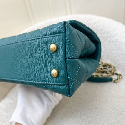 Chanel Small 24cm Coco Handle in 19P Teal Caviar and LGHW (Model: A92990)