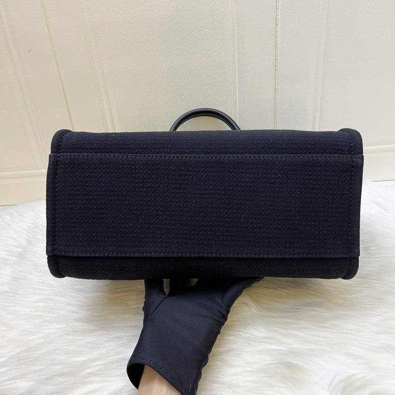 Chanel Small Deauville Shopping Tote in Black Fabric, Black Leather and LGHW
