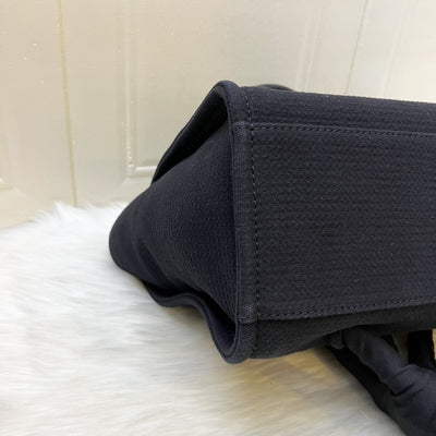 Chanel Small Deauville Shopping Tote in Black Fabric, Black Leather and LGHW