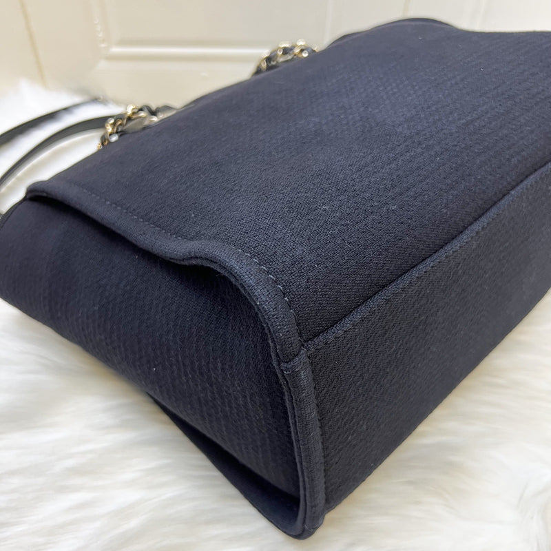 Chanel Small Deauville Shopping Tote in Black Fabric, Black Leather and LGHW