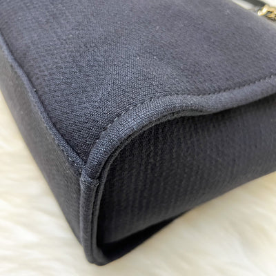 Chanel Small Deauville Shopping Tote in Black Fabric, Black Leather and LGHW