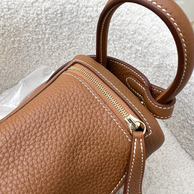 [Local Full Set - 2023] Hermes Mini Lindy in Gold Clemence Leather and GHW