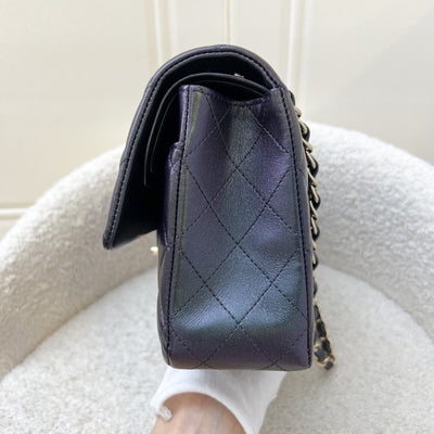 Chanel Medium Classic Flap CF in 22B Iridescent Black Lambskin and LGHW (Model: A01112)