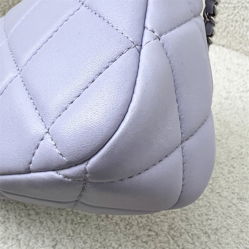 Chanel 21K Perfect Mini Flap Bag in Lilac Lambskin with Pearl and Leather Chain (Adjustable) AGHW