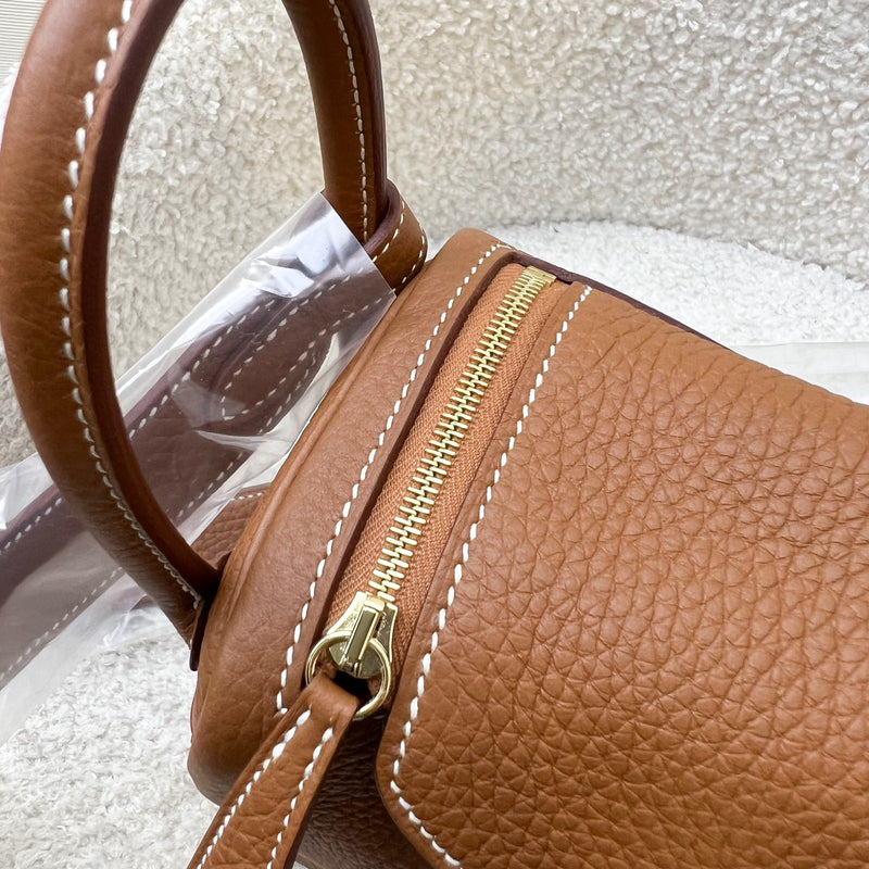 [Local Full Set - 2023] Hermes Mini Lindy in Gold Clemence Leather and GHW