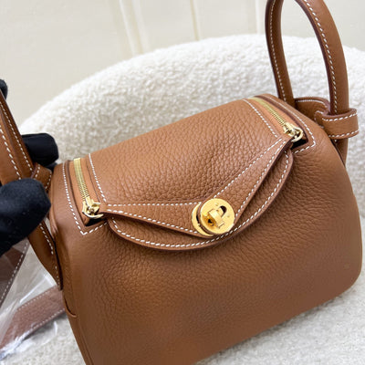 [Local Full Set - 2023] Hermes Mini Lindy in Gold Clemence Leather and GHW