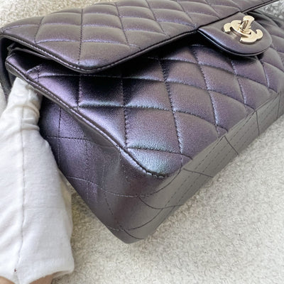 Chanel Medium Classic Flap CF in 22B Iridescent Black Lambskin and LGHW (Model: A01112)