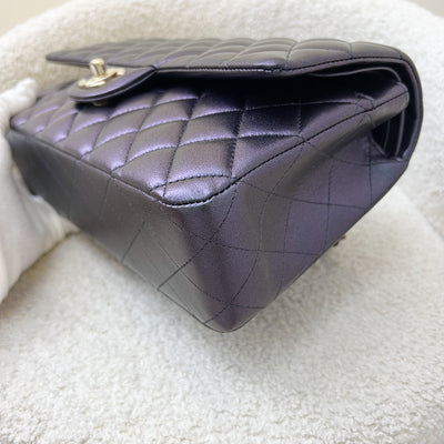 Chanel Medium Classic Flap CF in 22B Iridescent Black Lambskin and LGHW (Model: A01112)