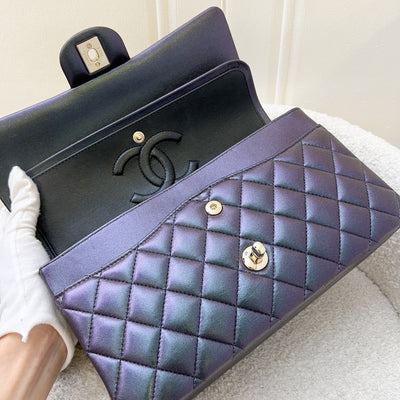 Chanel Medium Classic Flap CF in 22B Iridescent Black Lambskin and LGHW (Model: A01112)