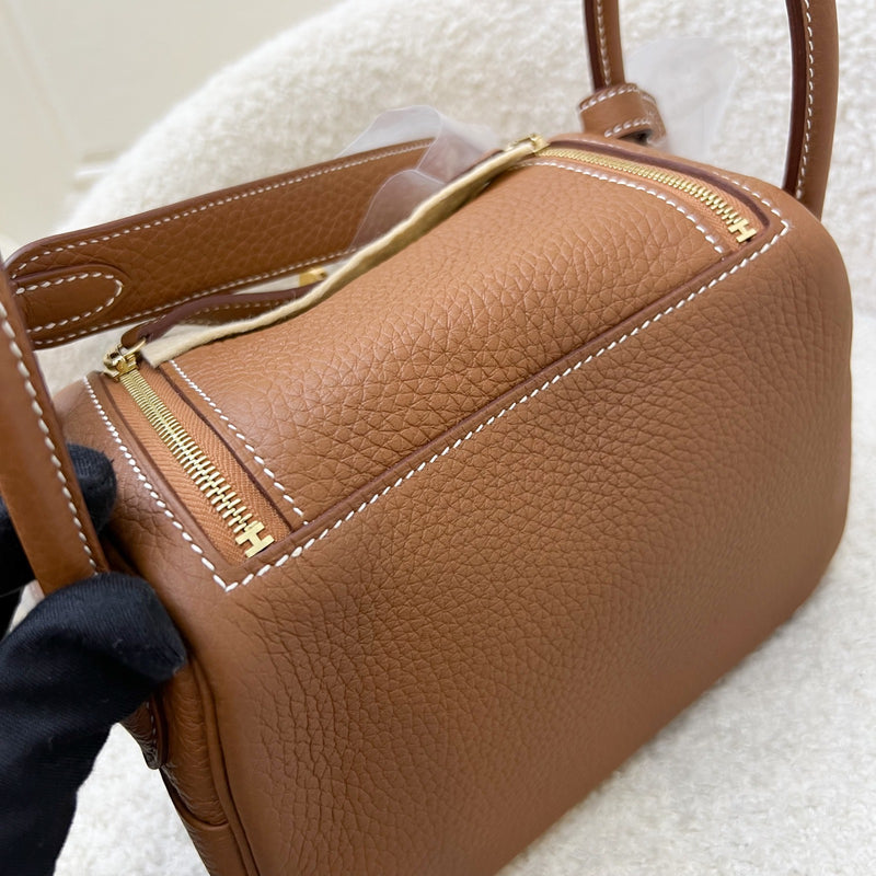 [Local Full Set - 2023] Hermes Mini Lindy in Gold Clemence Leather and GHW