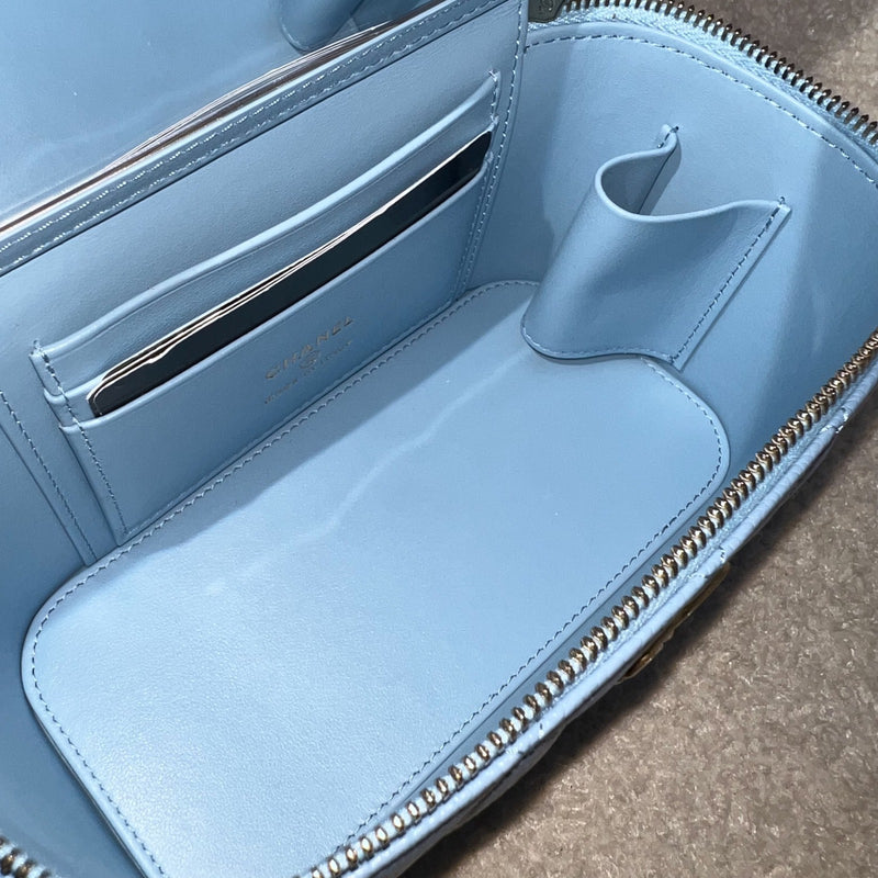 Chanel 22S "Pick Me Up" Vanity with Top Handle in Baby Blue Caviar and AGHW (Model: AP2805)