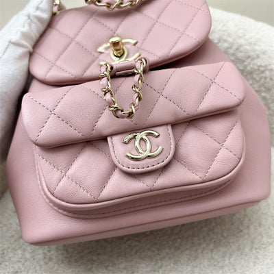 Chanel Duma Mini Backpack in 24P Light Pink Calfskin and LGHW