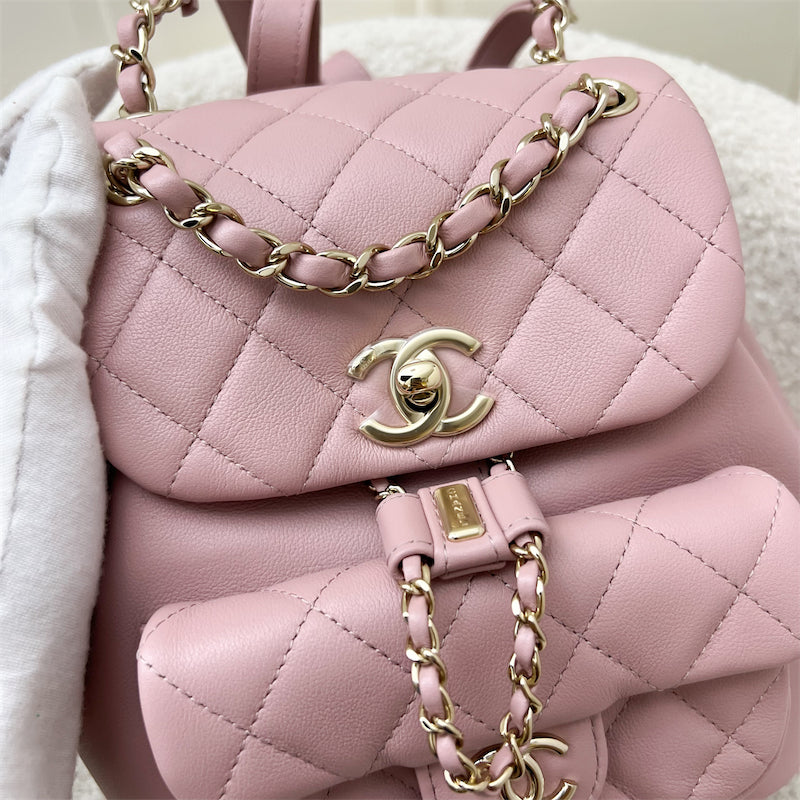 Chanel Duma Mini Backpack in 24P Light Pink Calfskin and LGHW