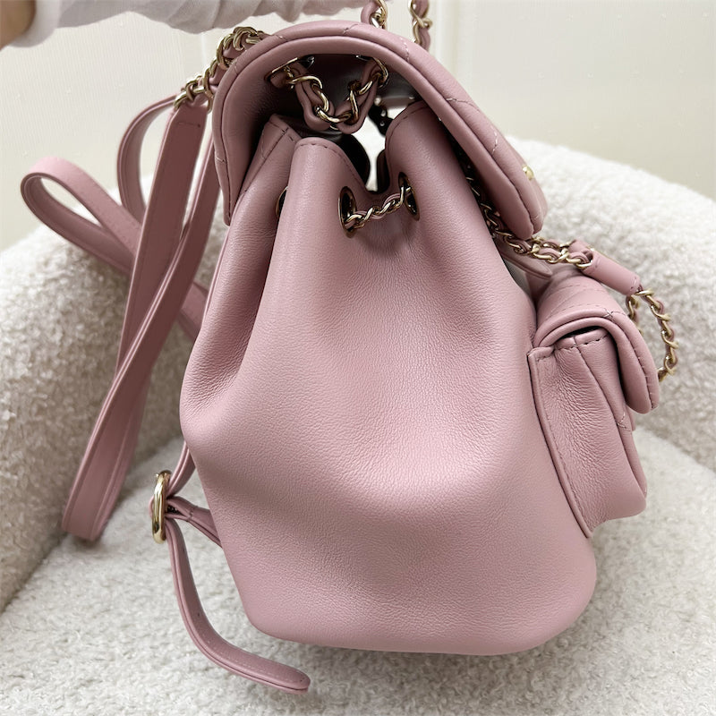 Chanel Duma Mini Backpack in 24P Light Pink Calfskin and LGHW