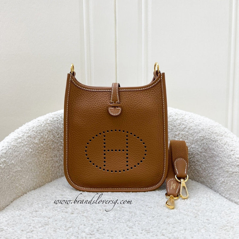 Hermes Mini Evelyne TPM in Gold Clemence Leather with Gold Strap and GHW