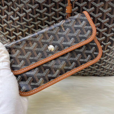 Goyard Boheme PM Hobo Bag in Black Goyardine Canvas with Camel Trim